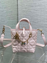 DIOR 25S TOUJOURS VERTICAL TOTE BAG 18 IN LIGHT PINK CALFSKIN WITH CHARM BRACELET STRAP
